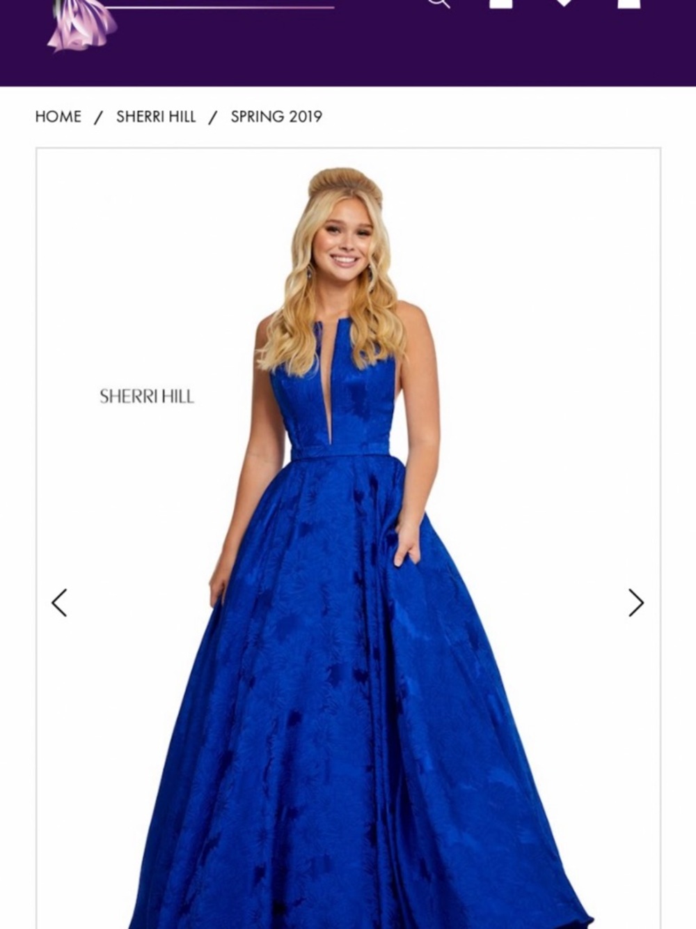 Sherri Hill Electric Blue Plunging Ball Gown